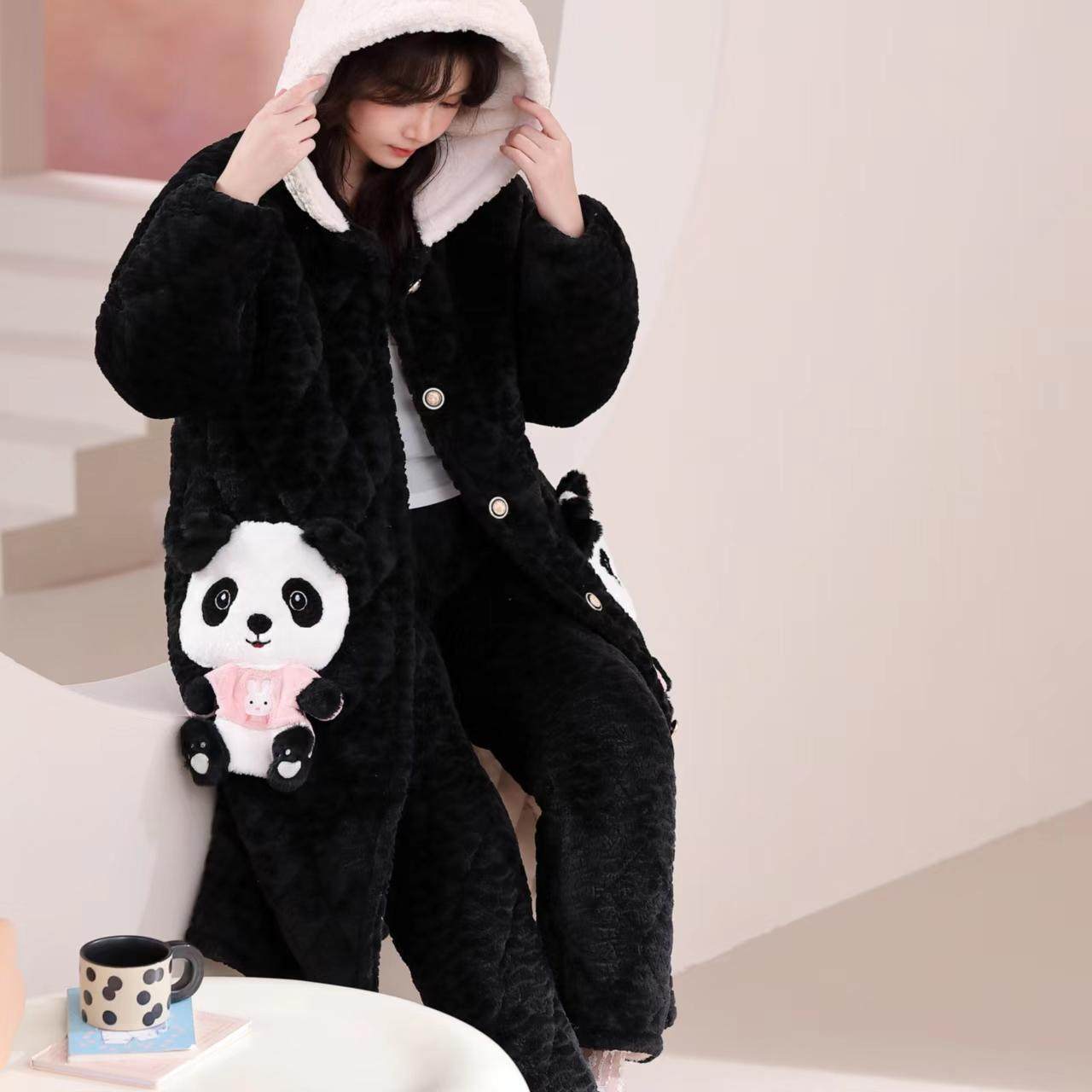 秋冬三层夹棉睡袍女加厚加绒长款特厚巨厚连帽睡衣可爱家居服套装,女士内衣/男士内衣/家居服,睡衣/家居服套装,淘宝优惠券,粉丝福利购,淘宝优惠卷