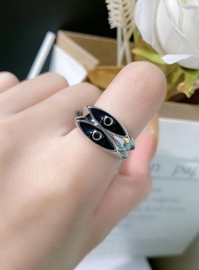 小众黑色戒指个性时尚指环轻奢男女款冷淡风指环