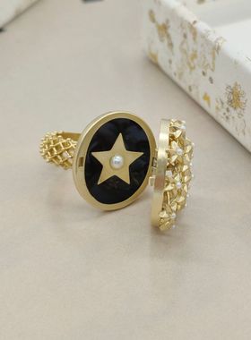 新款浮雕珐琅可开盖镂空戒指复古重工立体镀金指环个性时髦戒指