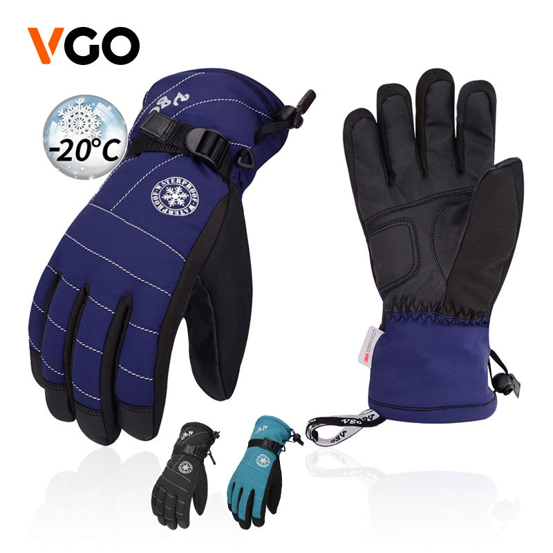 VGO 成人女滑雪运动手套冬季加厚防风防水户外骑行PU2445