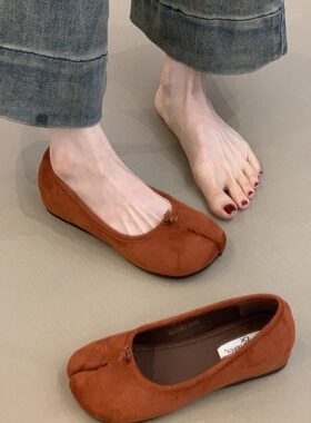 法式气质优雅绒面猪蹄鞋瓢鞋女