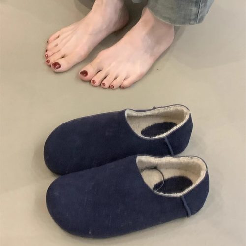 牛皮加绒外穿穆勒鞋全包博肯鞋