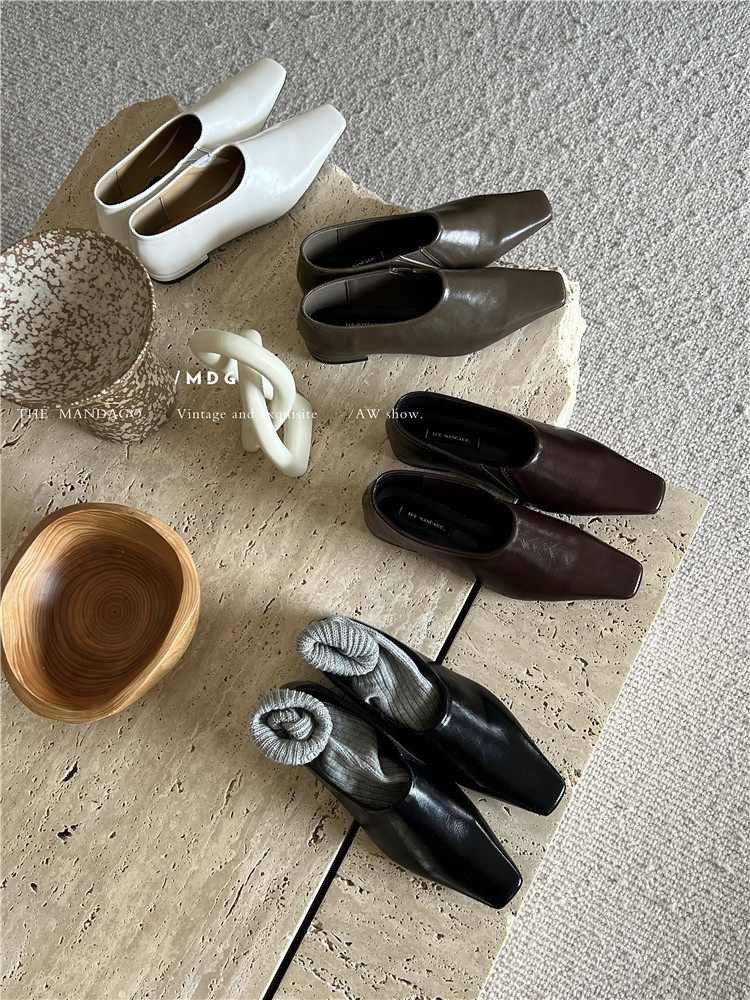 韩国chic单鞋女2023新款东大门复古方头深口一脚蹬通勤软皮小皮鞋,女鞋,深口单鞋,淘宝优惠券,粉丝福利购,淘宝优惠卷