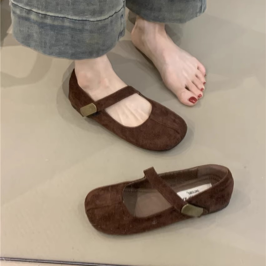 优雅豹纹方头浅口一字软底晚晚鞋