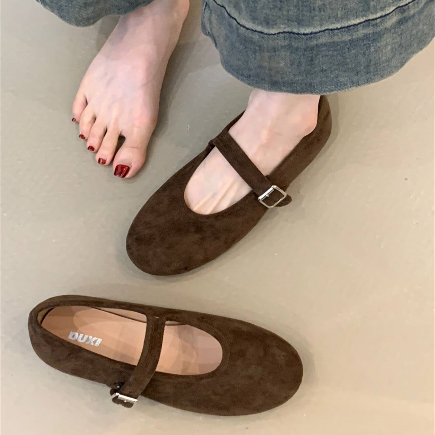 复古浅口平底芭蕾舞鞋玛丽珍鞋