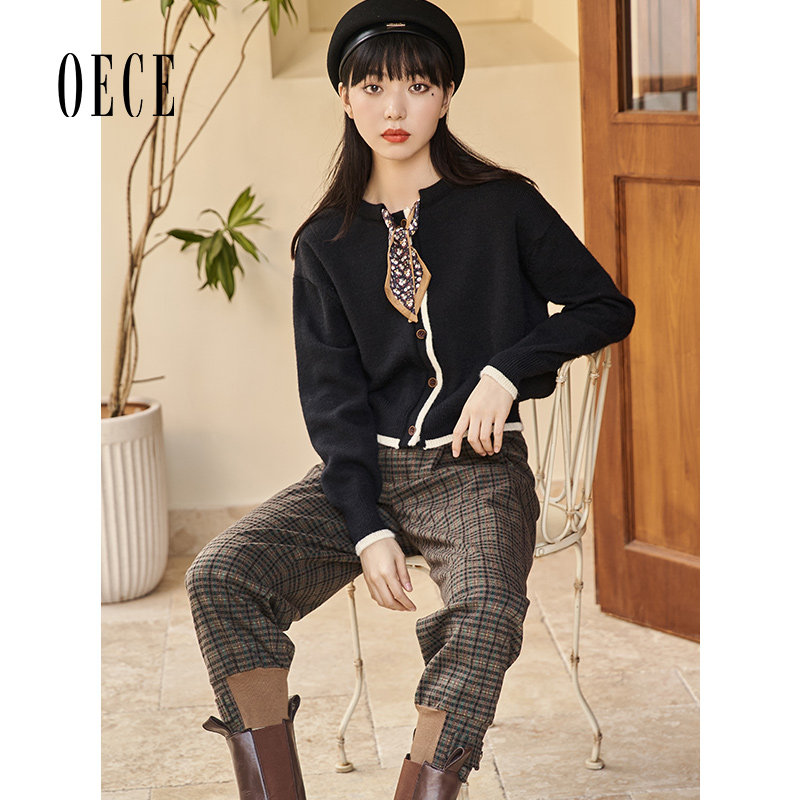 复古格纹休闲长裤秋冬裤子