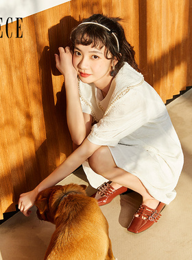 Oece白色甜美连衣裙春夏季新款女装法式气质裙子小个子