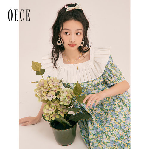 Oece法式碎花裙子2022夏季新款