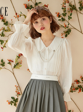 Oece气质职业衬衫秋季新款女装设计感小众白色衬衣