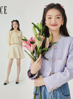 Oece气质短款小香风外套春夏季新款女装高级感女士小西装短外套