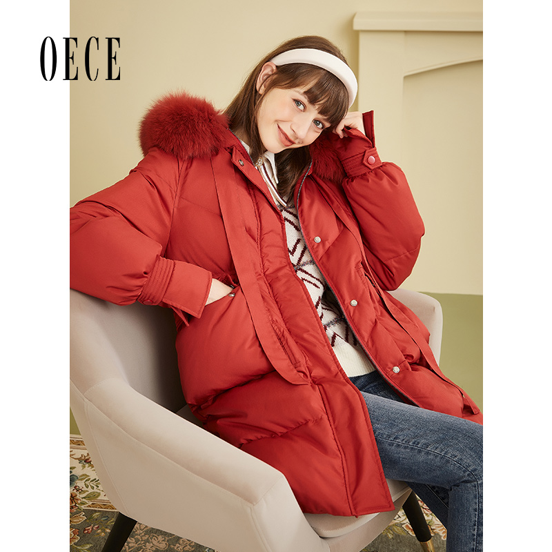 oece2020年大毛领中长款羽绒服