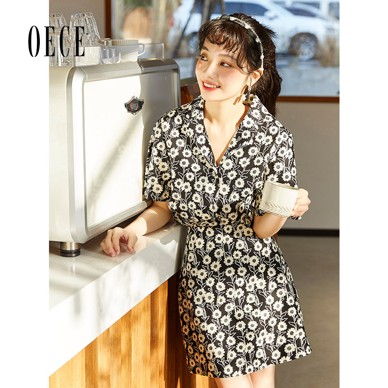 oece复古夏装小雏菊印花衬衫