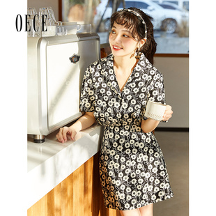 女装 新款 设计感小众小雏菊上衣衬衣 夏装 Oece复古印花衬衫