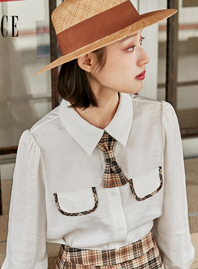 Oece白色衬衫女士设计感小众春秋秋新款通勤长袖上衣衬衣