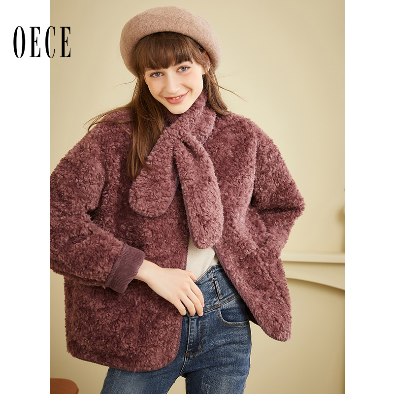 Oece复古减龄御寒毛绒小个子外套