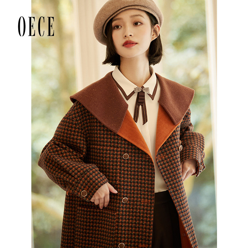 oece复古秋冬季新款设计感呢大衣