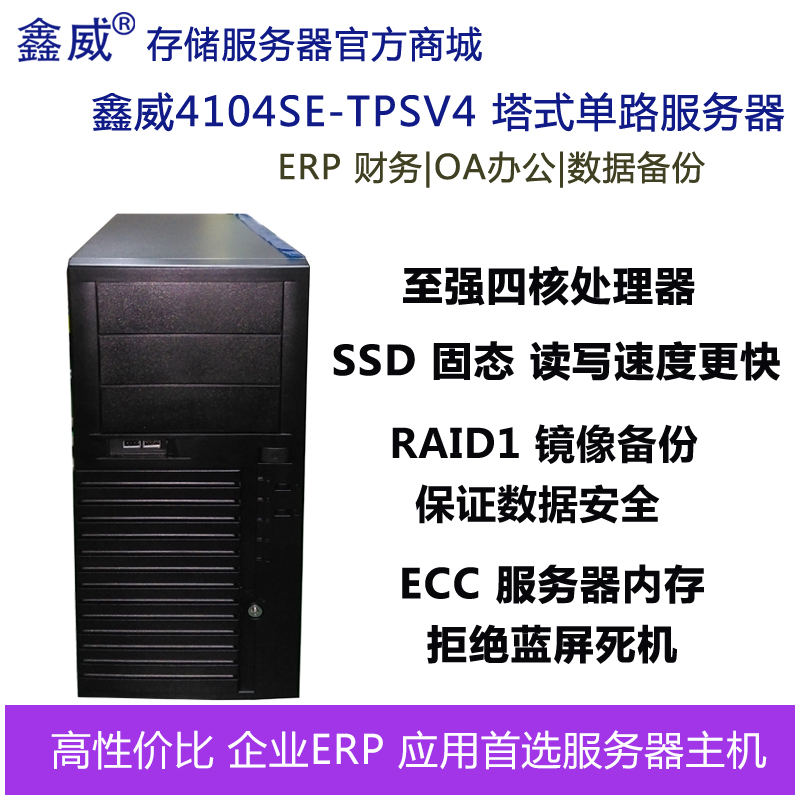 鑫威XWStor 4104SE-TPSV4单路至强企业ERP用友金蝶管家婆财务主机