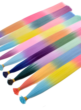 隐形无痕渐变色彩色接发束挑染假发片彩虹棒棒发送工具自己可接