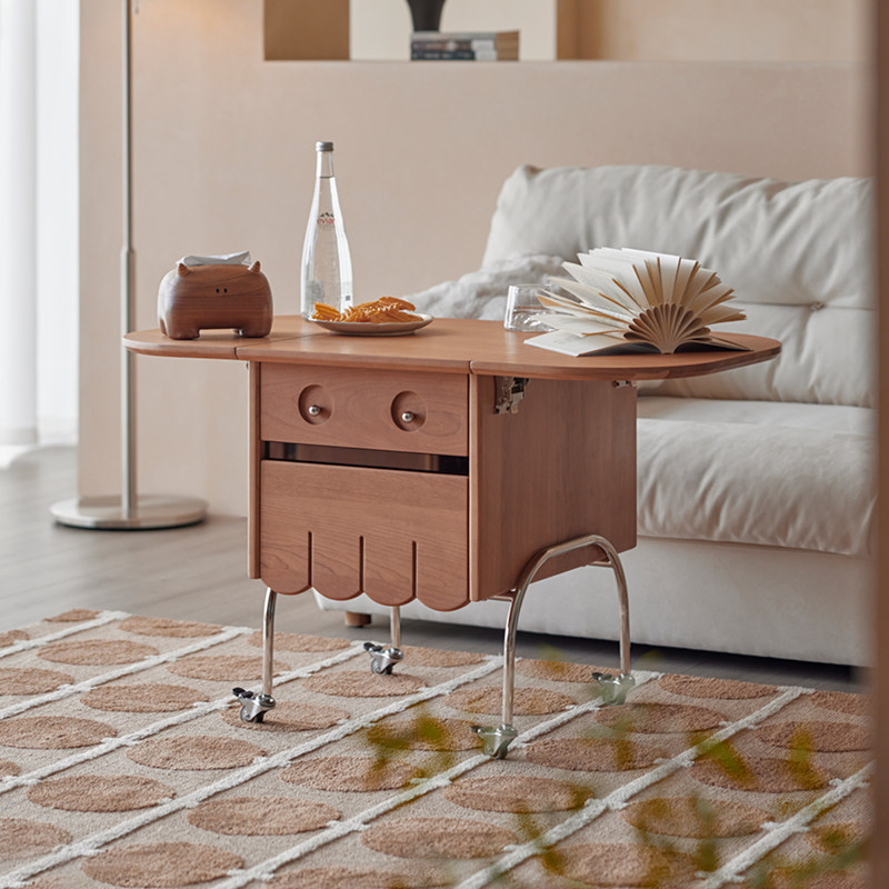 实木折叠边几沙发边柜可移动茶桌樱桃木客厅茶几小推车创意小户型,住宅家具,角几/边几,淘宝优惠券,粉丝福利购,淘宝优惠卷