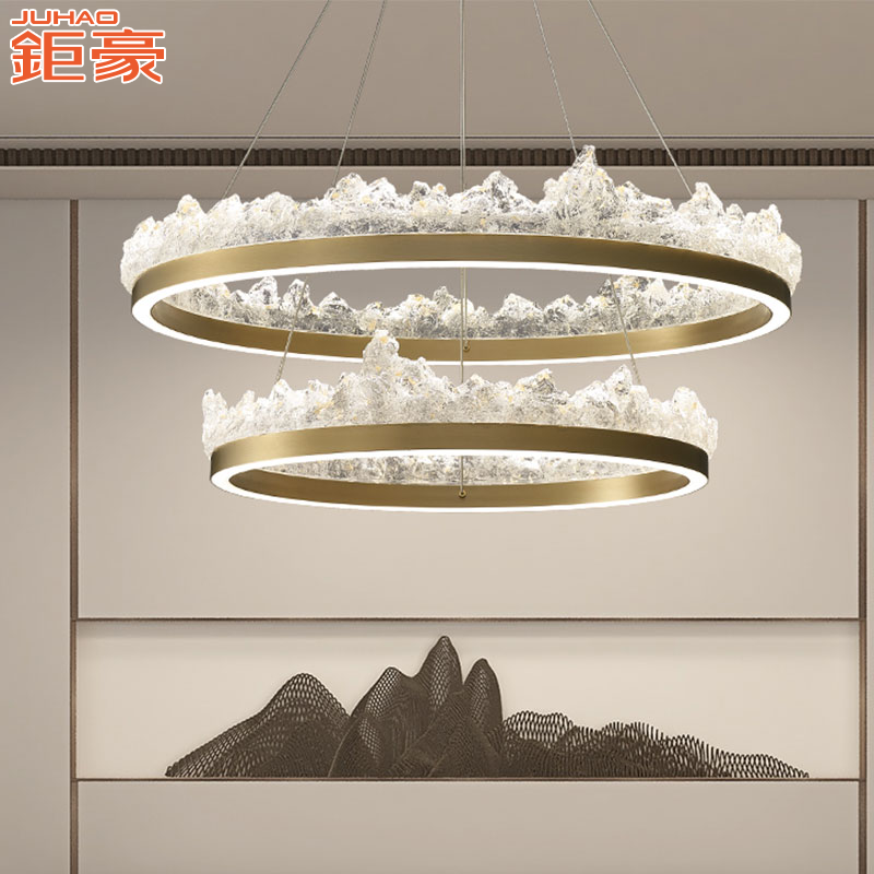客厅吊灯2025新款意式轻奢高级感简约现代大气圆环冰山主灯