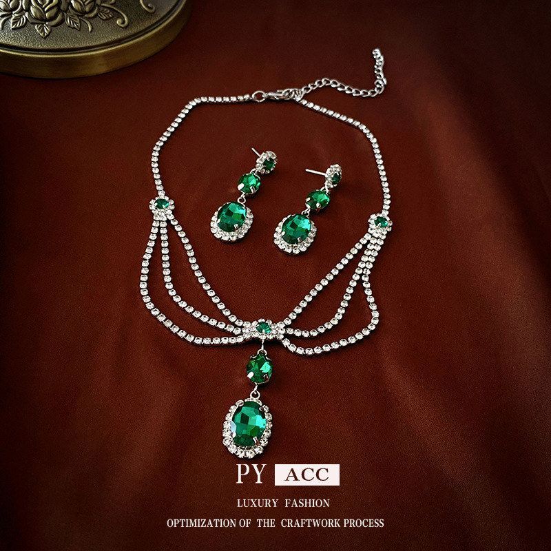 法式项链轻奢椭圆银针耳环高级