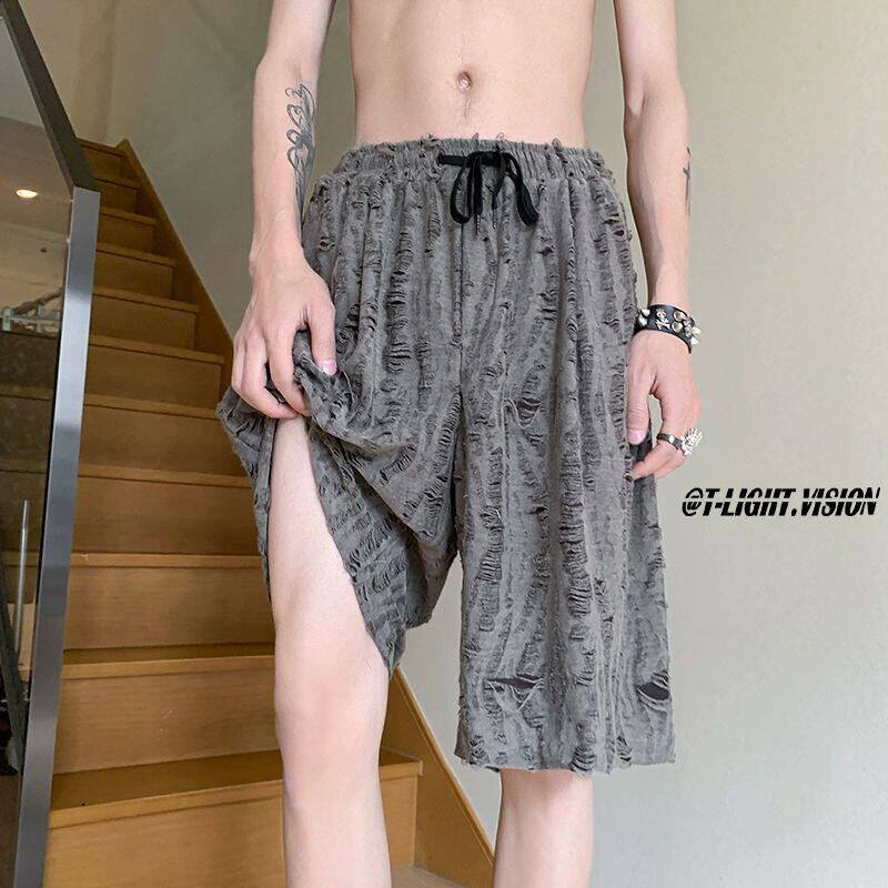 夏季潮牌休闲高街乞丐休闲破洞男短裤大裤衩美式五分裤复古百搭