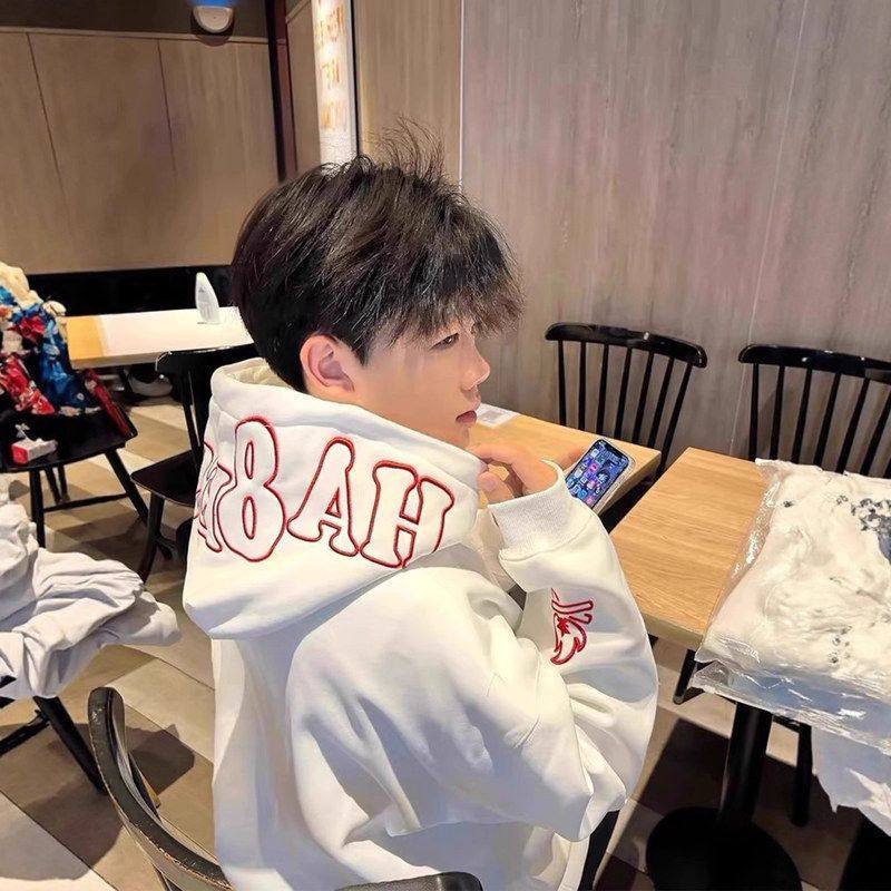 卫衣新款美式火焰加厚加厚2025秋冬重工男款国潮刺绣上衣连帽小