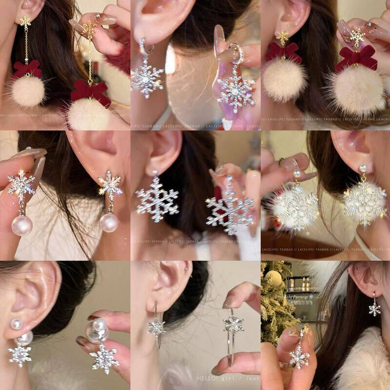 耳饰轻奢秋冬银针锆石耳钉小众设计感配饰珍珠雪花高级感圆形耳环