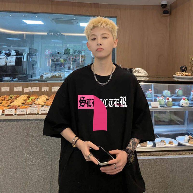 T恤潮牌圆领短袖纯棉2026高街宽松T恤男情侣黑色美式新款夏季潮流