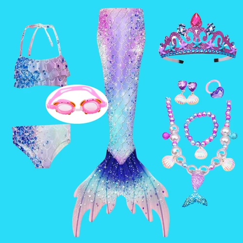 Детский купальник, летний комплект для плавания, крой «рыбий хвост», 3 предмета