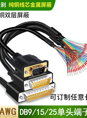 工业级DB9串口线DB15并口线25针端子单头线DB25连接线9/15芯单头