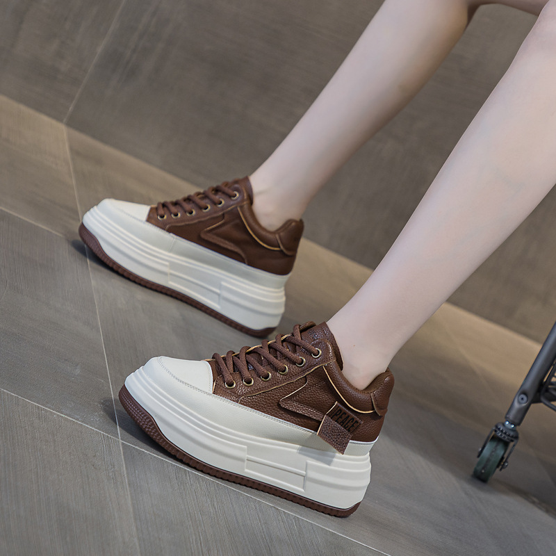真皮内增高女鞋厚底休闲运动鞋