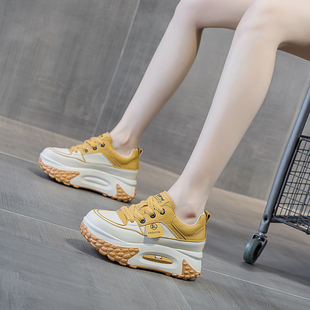 内增高女鞋爆款松糕厚底小个子配裙子阔腿裤的休闲鞋子女款老爹鞋