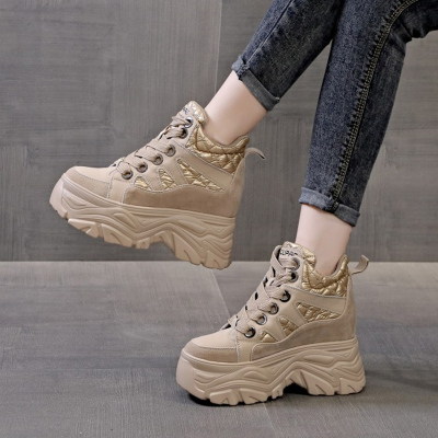 内增高马丁靴女高帮鞋子短靴