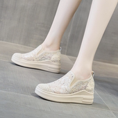 网面透气厚底休闲鞋 新款 搭配裙子 渔夫鞋 内增高女鞋 子乐福鞋 夏季