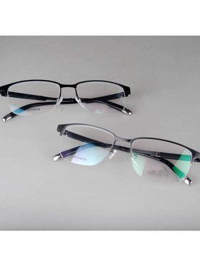 钛材半框眼镜框 男士商务休闲时尚纯钛近视防蓝光眼镜架19876
