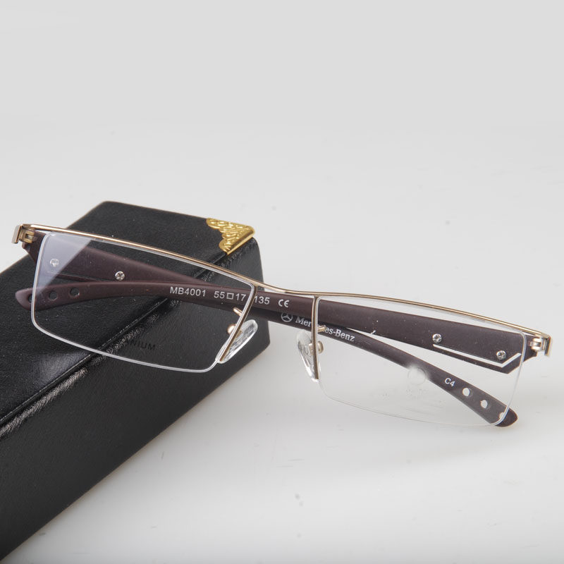 高档合金 太空橡胶镜腿 半框近视眼镜框架 男款眼睛4001