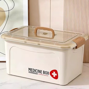 日本进口MUJIE家用透明医药箱超大容量药箱家庭装分层药物收纳盒