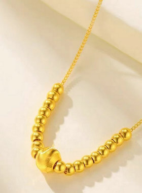 十全十美猫眼珠转运珠项链女久不掉色越南沙金盒子链项链女送女友