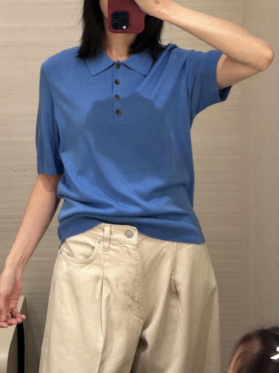 26春季新款C家标准版型弹力羊毛混纺POLO衫棕色蓝色学院风针织衫