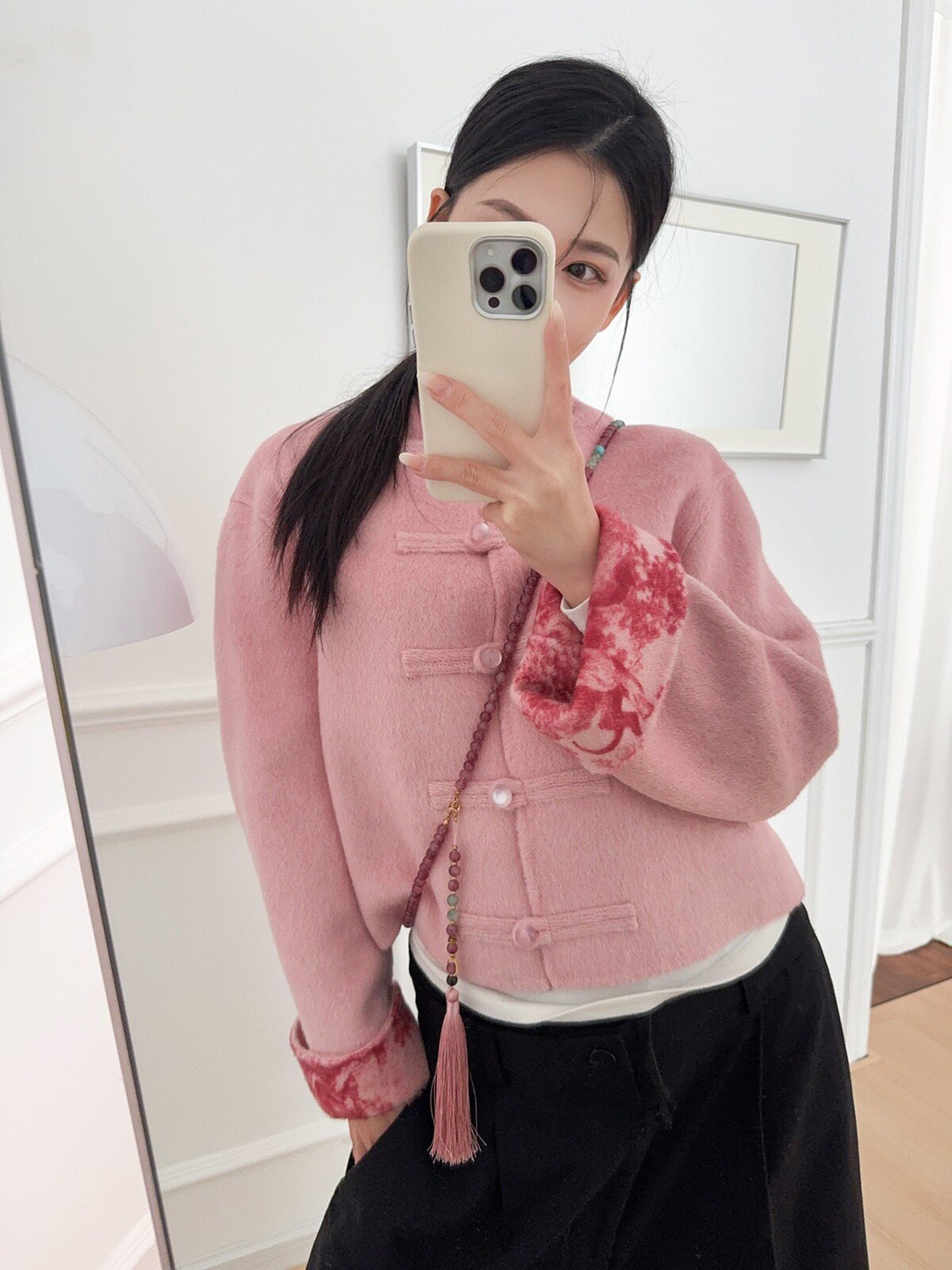 26春季SW新中式绵羊毛呢外套双面穿国风盘扣显瘦通勤双面尼大衣女