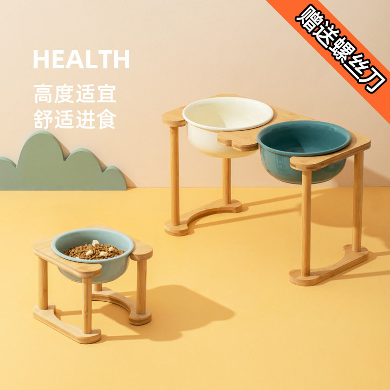 陶瓷狗碗保护颈椎防打翻