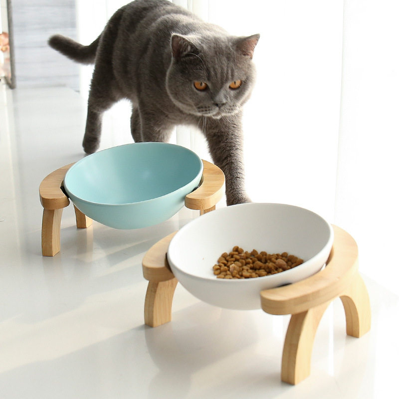 陶瓷猫碗猫咪食盆狗碗可调角度