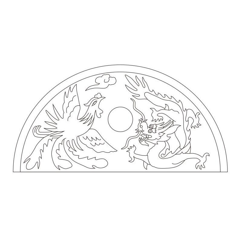 龙凤石碑线条图墓碑铣底图 墓碑线条图 文泰雕刻图描线21512