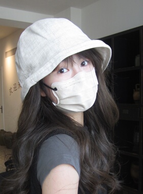 2025新款亚麻卷边渔夫帽子女夏季大头围显脸小遮阳防晒水桶帽百搭