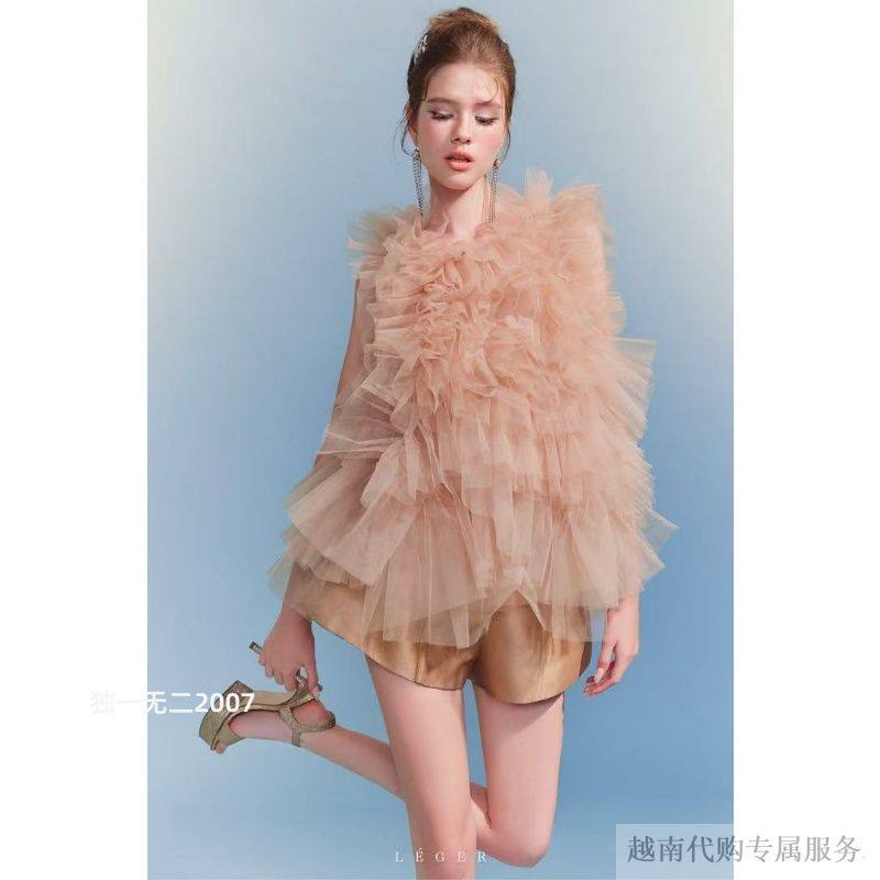 越十年越南小众品牌leger新款花苞蛋糕短款上衣A字短裤