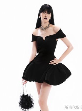 越十年越南小众ononmade新款性感辣妹一字肩礼服裙短裙连衣裙