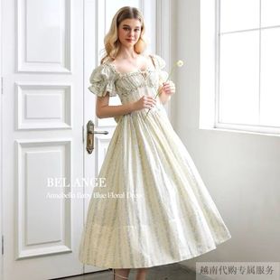 碎花方领泡泡袖 法式 收腰连衣裙 Ange新款 越十年越南小众品牌Bel