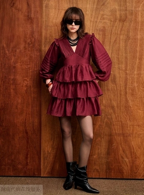 越十年越南小众ran高贵典雅民族风优雅气质褶皱收腰连衣裙