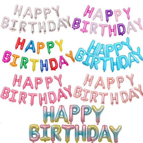 16寸生日快乐字母套装happybirthday铝膜气球挂饰挂件铝箔球庆典